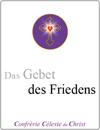 Dieses Bild besteht aus einem in der Mitte leuchtenden Kreuz in einer violetten Scheibe, die sich oben im Bild befindet, etwas weiter unten steht der Titel des herunterzuladenden Gebets und ganz unten der Name unserer Bruderschaft, la Confrérie Céleste du Christ.
